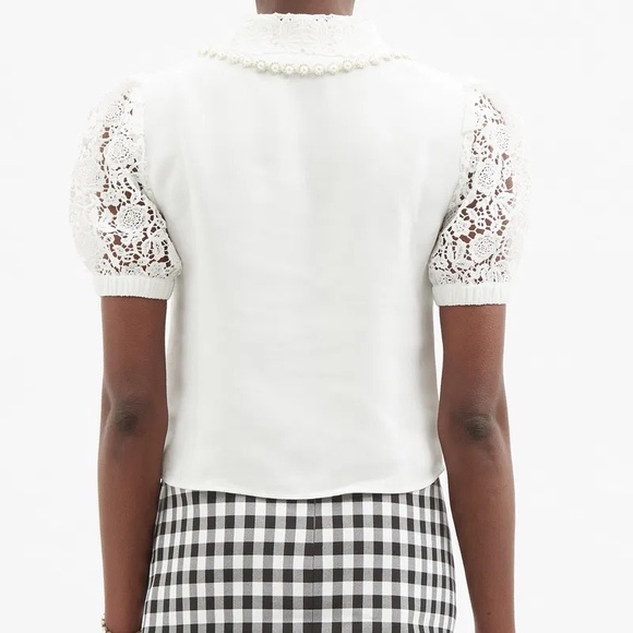 SELF-PORTRAIT Faux-Pearl Embellished Crepe blouse - Picture 3 of 12